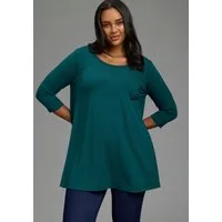 Laura Scott CURVE Tunikashirt Große Größen in A-Linie, mit 3/4-Ärmeln, po-bedeckende Länge
