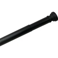 Ekershop Duschvorhangstange Alu Schwarz Matt Duschstange 140 - 250 cm Teleskopstange Klemmstange, Ø 28 mm, ausziehbar, kürzbar, geklemmt, Aluminium, für Duschvorhang ohne Duschvorhangringe, Antirutsch Pet, ohne Bohren