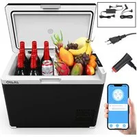 oyajia Elektrische Kühlbox Kompressor Gefriertruhe mobiler Kühlschrank, Kühltruhe, Gefrierbox, 50 l, Dual-Zone (20°C bis +20°C), 12V/24V/230V, APP Steuerung, Trennwand