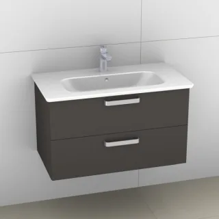 Artiqua 412 Waschtischunterschrank für Softmood T0558, Stahlgrau, 412-WU2L-I35-7142-88 412-WU2L-I35-7142-88