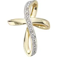 JOBO Kreuzanhänger Anhänger Kreuz, 585 Gold mit 7 Diamanten