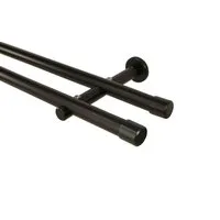 iso-design Gardinenstange 20 mm 2-läufig Schwarz und Weiß aus Metall Wandmontage Endstück Kappe, Ø 20 mm, 2-läufig, Fixmaß, mit Bohren, verschraubt, Metall, Gardinenstange aus Aluminium