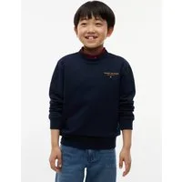 Tommy Hilfiger Sweatshirt ESSENTIAL LOGO SWEATSHIRT Rundhalsausschnitt, Regular Fit, Logoschriftzug, Kinder bis 16 Jahre