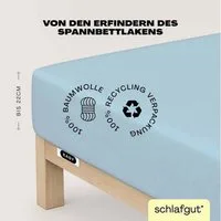 Schlafgut Spannbettlaken EASY JERSEY Bettlaken, 150 g/m², 100% Baumwolle, Spannbetttuch, Jersey, Gummizug: rundum, (1 Stück), Spannbettlaken bis 22 cm Höhe, bügelfrei, pflegeleicht, perfekter Sitz