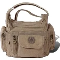 BAG STREET Schultertasche Bag Street Damenhandtasche Schultertasche (Schultertasche), Damen, Jugend Schultertasche Nylon, stone (grau) ca. 30cm x ca. 22cm