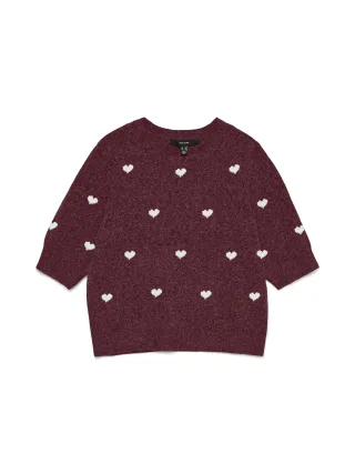 VERO MODA - VMDOFFY INTARSIA 2/4 O-NK PULLOVER Windsor Wine - Gr. - L