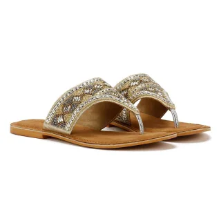 Tower Footwear Wide Vamp Toepost Damen Gold Sandalen