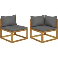 vidaXL Sofaelement 2-tlg. Sofa-Set mit dunkelgrauen Kissen Massivholz (1 St)