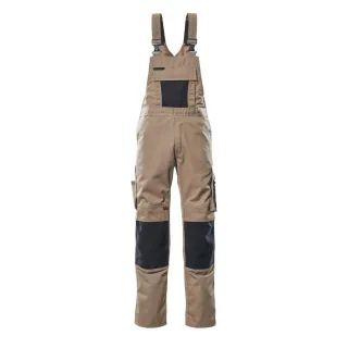 MASCOT Augsburg Latzhose mit Knietaschen UNIQUE Hellkhaki / Schwarz 52 - 12169-442-5509-82C52