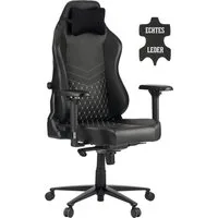 ZEN Gaming-Stuhl SAGA Echtleder Schreibtischstuhl Bürostuhl PC Stuhl echtes Leder - (Kippmechanismus, Neigung stufenlos verriegelbar), einstellbare integrierte Lendenwirbelstütze, weiche 4D-Armlehnen