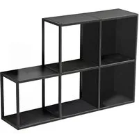 en.casa Wandregal, Set 5-tlg., »Nostened« mit Rück-/Seitenwand quadratisch Stahl Schwarz