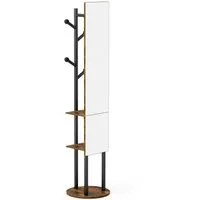 BBG Ganzkörperspiegel Garderobenständer mit Spiegel 360° drehbar, Ganzkörperspiegel (Garderobe mit Haken und Stauraum, Kleiderständer Spiegelständer), Standspiegel Garderobe für Schlafzimmer Flur Ankleidezimmer, 174 cm