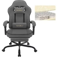 Woltu Gaming-Stuhl (1 St), mit Kopfkissen Lendenkissen Fußstütze ergonomisch, Tech-Stoff