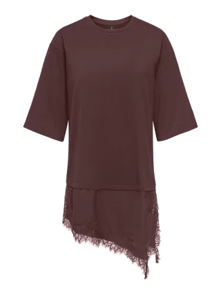 ONLY - ONLMADELYN S/S LACE TOP JRS Decadent Chocolate - Gr. - L