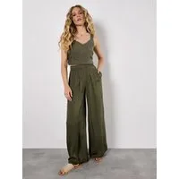 Apricot Palazzohose Weite Hose aus strukturiertem Satin