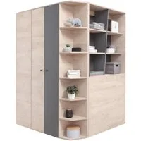 Lomadox Kleiderschrank DIAMANTE-133 Eiche Nb. mit anthrazit, 2 Türen, B/H/T ca. 135/190/135 cm