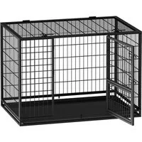 FEANDREA Tiertransportbox hochbelastbar, Gitterbox, transportabler Haustierkäfig, 2 abnehmbare Türen, XL, 107 x 70 x 75 cm