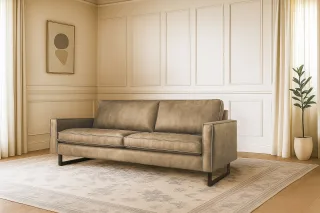 Home affaire 3-Sitzer "Maxi-Ausführung Pinto, 236 cm, Cord, Chenille, Lederoptik" mit Keder, schwarze Metallfüße, Wellenunterfederung