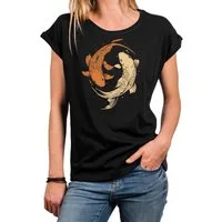 MAKAYA Yogashirt Damen Yin Yang Meditation Relax Shirt Hippie Outfit GYM Top (Schwarz, Blau, Grau, 34, 36, 38, 40, 42, 44, 46, 48, 50) Baumwolle