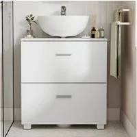 VASAGLE Waschbeckenunterschrank Badezimmerschrank hohe Füße, mit 2 großen Schubladen, Breite 60cm, Badezimmerschrank