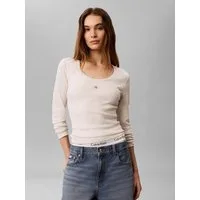 Calvin Klein Jeans Langarmshirt LS WOVEN LABEL 2X2 RIB SCOOP NEC Mit Rundhalsausschnitt, regular fit