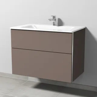 Sanipa 3way Glas-Set Glas-Waschtisch und Unterbau mit 2 Auszügen, Taupe-Matt BP2021T
