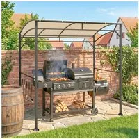 Outsunny Grillpavillon Regenschutz, UV-beständig, mit 1 Seitenteilen, (Grillpavillon, Grillüberdachung), für Garten, Balkon, Beige