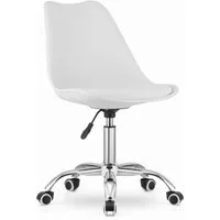 Home Collective Drehstuhl Bürostuhl für Kinderzimmer und Büro, Sitzhöhe verstellbar 47-58 cm (Bürostuhl mit Rollen, Schreibtischstuhl höhenverstellbar, Chromgestell, stabil), Ergonomischer Drehstuhl Schreibtisch, Chromfuß, Öko-Lederkissen Weiß