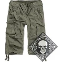 Brandit Cargoshorts Cargo Shorts kurze Hose Legend 3/4 lang Army mit UD Bandana