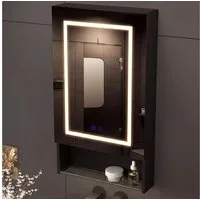 Furnishings Home Badezimmerspiegelschrank Spiegelschrank Wandschrank Hängeschrank (1-St., Drei einstellbare Lichtfarbtemperaturen) inkl. LED-Beleuchtung, Touchschalter, Beschlagfrei, Offene Staufächer
