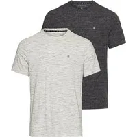 DELMAO T-Shirt (Packung, 2-er Pack) in hochwertiger Melange-Optik mit dezenter Logo-Stickerei