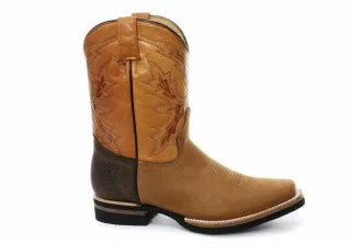 Braune, halbhohe Cowboy-Lederstiefel von Grinders – El Paso