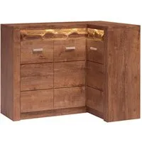 Lomadox Kommode INGENIO-161, Eckschrank Sideboard mit LED Beleuchtung modern Esche in braun