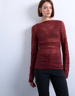 TOPSHOP - TSWILMA LACE TOP JSR Rio Red - Gr. - S