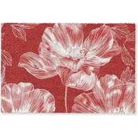 MuchoWow Fußmatte Blumen - Muster - Rot - Weiß, Rechteckig, innen Schmutzfangmatte, Tür, Schmutzfänger Flur, Teppich 60x40 cm