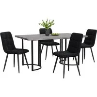 Flieks Essgruppe, (Set, 5-tlg., 140×80cm Tischplatte), Esstisch mit 4 Stühlen Set Küchetisch Esszimmerstuhl Samt, Metallbeine
