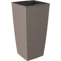 Engelland Pflanzkübel Blumentopf mit herausnehmbarem Einsatz (1 St., robuster PP-Kunststoff), Pflanztopf mit Wellenoptik, hoch, quadratisch, modern, UV-resistent