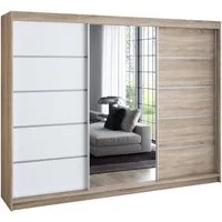 A&J MöbelLand GmbH Schiebetürenschrank VILUNO mit 4 Schubladen und Spiegel (nur für kurze Zeit! TOP ANGEBOT! Geräumiger Schrank mit einer Breite von 200 cm und Spiegel, ideal zur Aufbewahrung von Kleidung und Accessoires. 4 Schubladen und viel Staura
