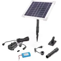 esotec Solarpumpe Pumpen-System 6/140 LED+Akkuspeicher Deko-Brunnen Wasserspeier 101921 (Komplettset)