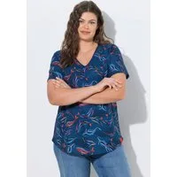 Laurasøn T-Shirt Shirt V-Ausschnitt 1/2 Arm Allover Print