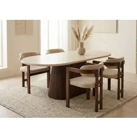 alesvelt Esstisch Dervio massiver Travertin Tisch mit Tischbein im Säulenstil 200cm (1-Tisch), 200 x 100 x 75 cm