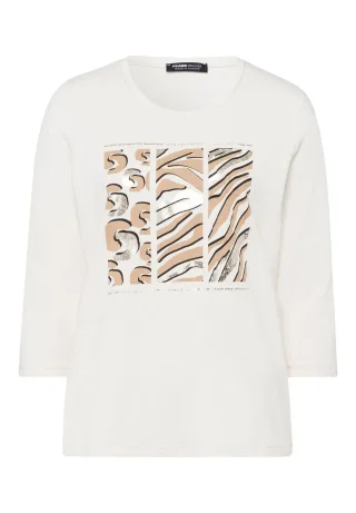 FRANK WALDER - Shirt CARAMEL CHIC mit Placement-Print ecru/cashew/schwarz - Gr. - 46