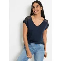 bonprix T-Shirt lockere Passform, Kurzarm, aus Viskose-Mix, mit hochwertiger Spitze