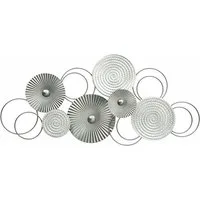 MF Wanddekoobjekt Wandbild Sixo Metall Wanddeko Wandschmuck Kreise 83x38 cm Silber Weiss (1 St)