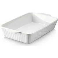 Dowan Auflaufform Keramik-Auflaufform, große tiefe Auflaufform für den Ofen, 4L, Weiß