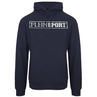 Plein Sport Kapuzenpullover in Marineblau mit großem Stempellogo