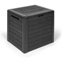 Kreher Kissenbox "WOOD" 140 Liter Volumen in Holz Optik (Anthrazit)