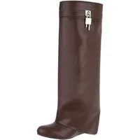 Ital-Design Overknee-Stiefel mit Blockabsatz und Zip-Verschluss Keilstiefel (90458229) Keilabsatz/Wedge Stiefel in Braun