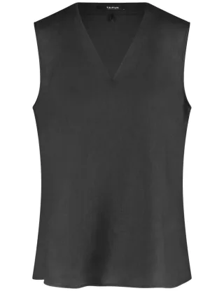 TAIFUN - Blusentop aus Leinen schwarz - Gr. - 36