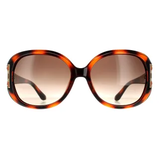 Salvatore Ferragamo Oval Damen Schildkröte Braun Gradient Sonnenbrille